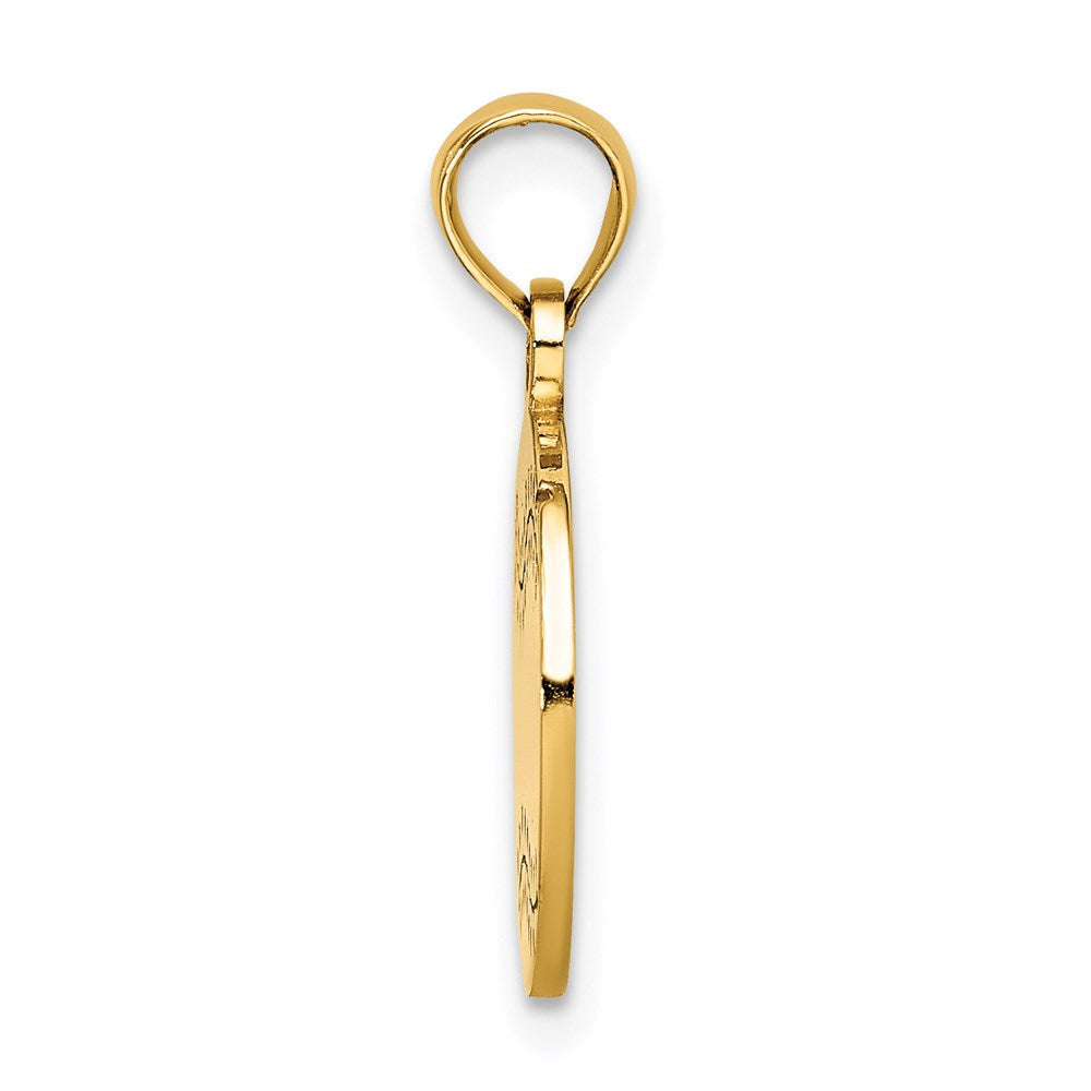 14K Gelbgold Polierter und Strukturierter Flacher Baseball-Charm