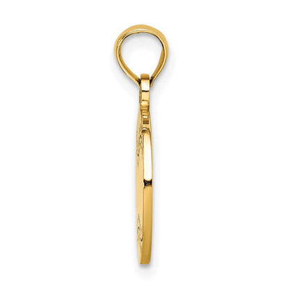 14K Gelbgold Polierter und Strukturierter Flacher Baseball-Charm