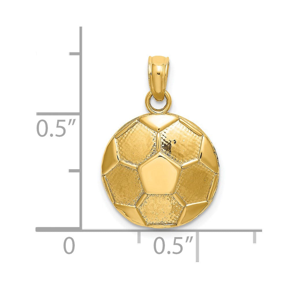 14k Gelbgold 2D-gravierbarer Fußball-Charm