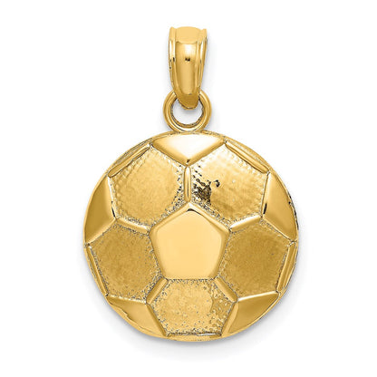14k Gelbgold 2D-gravierbarer Fußball-Charm