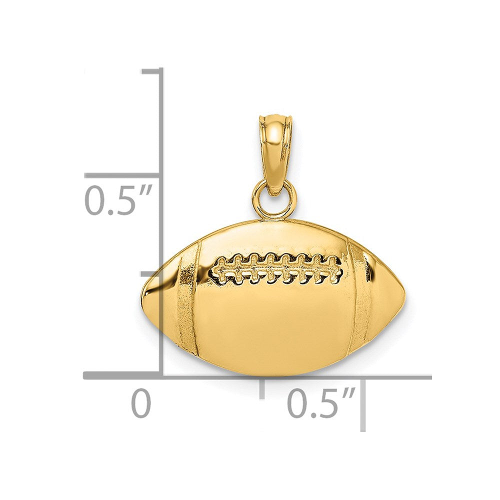 14K Gelbgold 2D gravierbarer Football-Charm