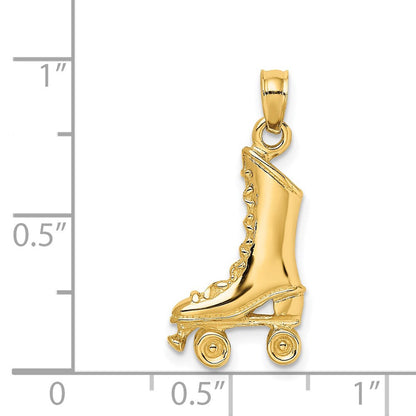 14K Gelbgold 3-D-Rollschuh-Charm