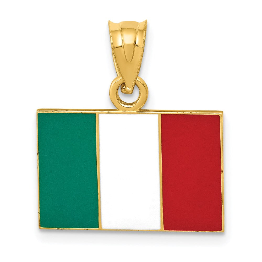 14K Gelbgold Anhänger, massiv, emailliert, Italien-Flagge