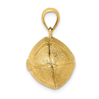 14K Gelbgold 3-D-Football-Anhänger, horizontal