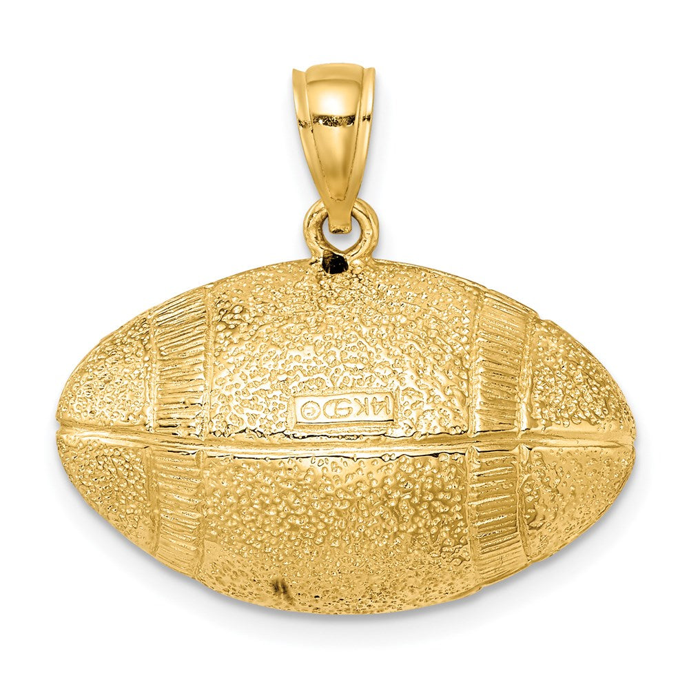 14K Gelbgold 3-D-Football-Anhänger, horizontal