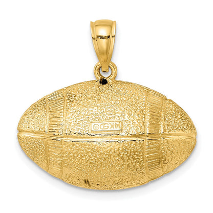 14K Gelbgold 3-D-Football-Anhänger, horizontal