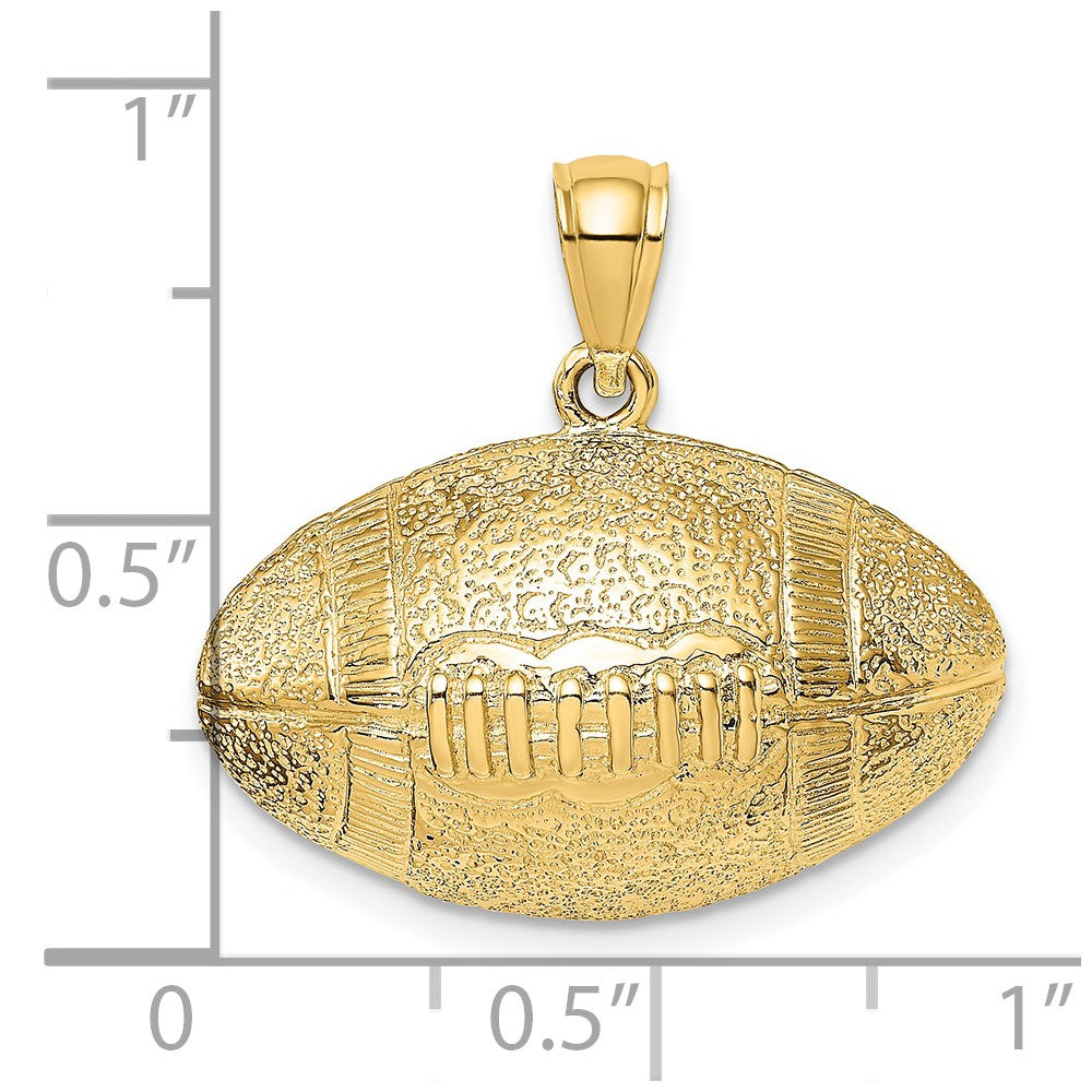 14K Gelbgold 3-D-Football-Anhänger, horizontal