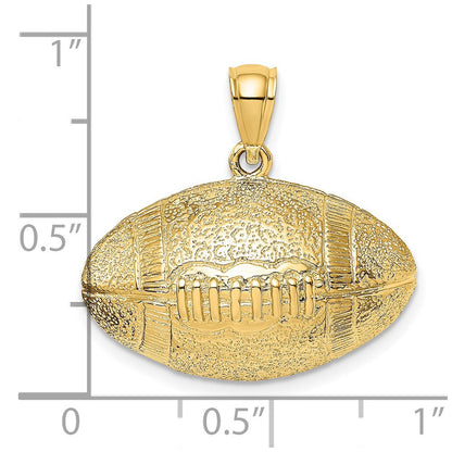 14K Gelbgold 3-D-Football-Anhänger, horizontal