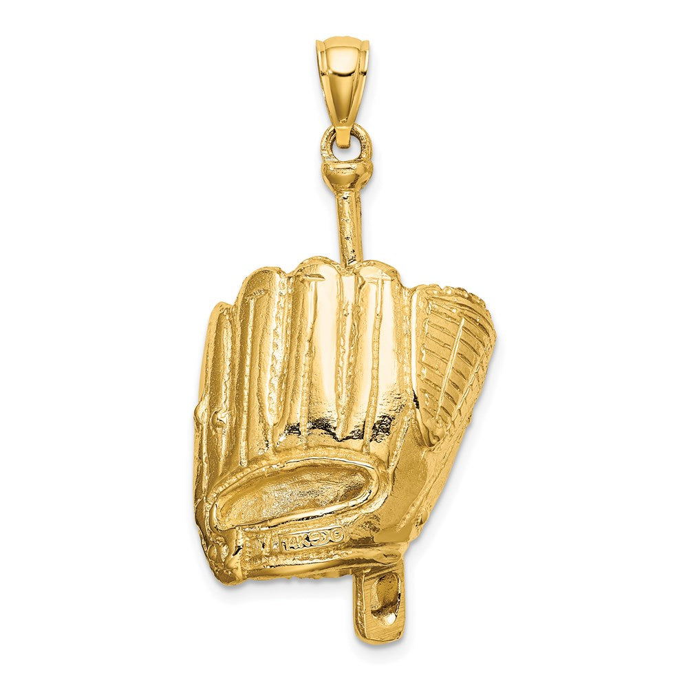 14K Gelbgold Baseball-Handschuh, -Schläger und -Ball Charm 3-D