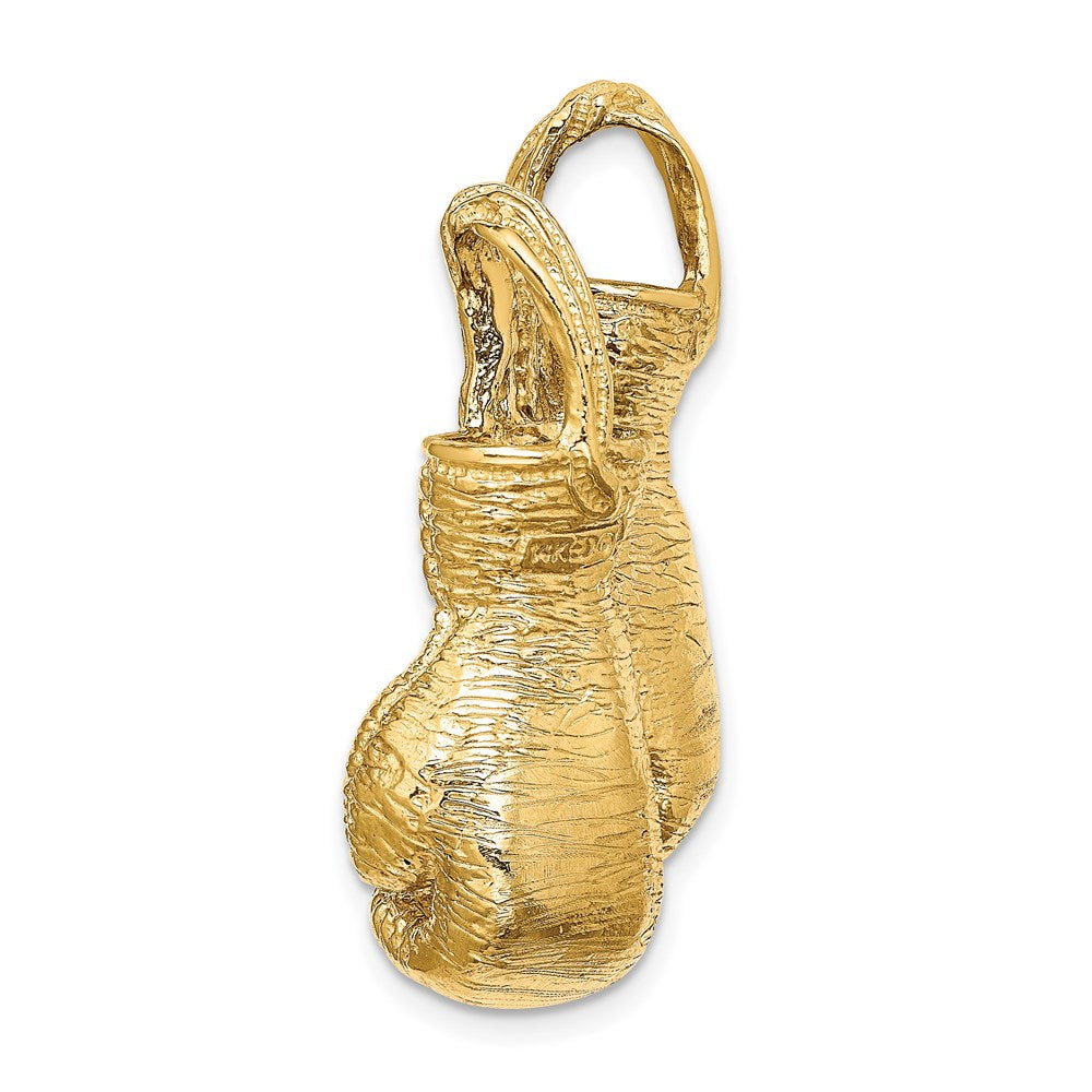 14K Gelbgold 3-d Strukturiert Doppelt Boxing Gloves Anhänger