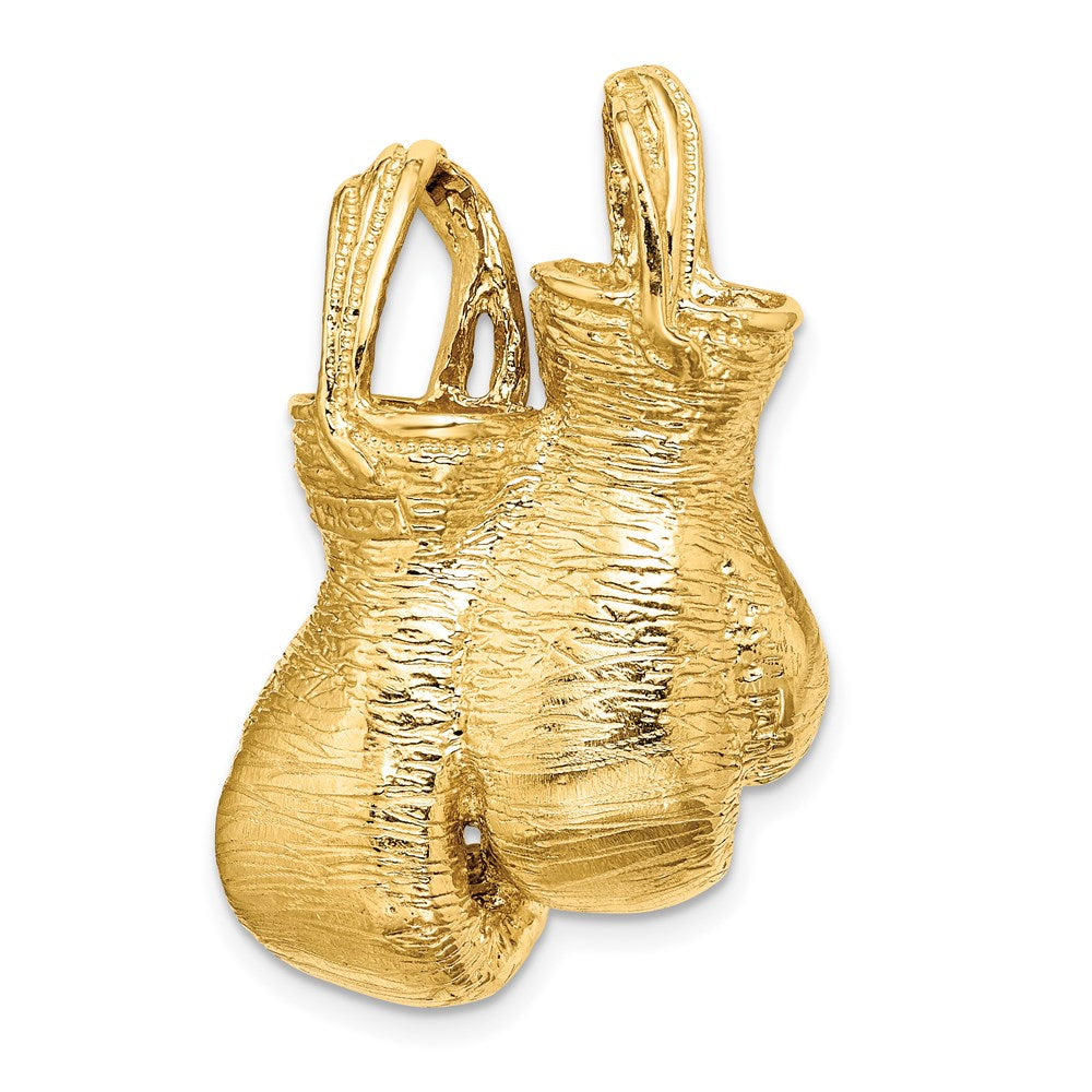 14K Gelbgold 3-d Strukturiert Doppelt Boxing Gloves Anhänger