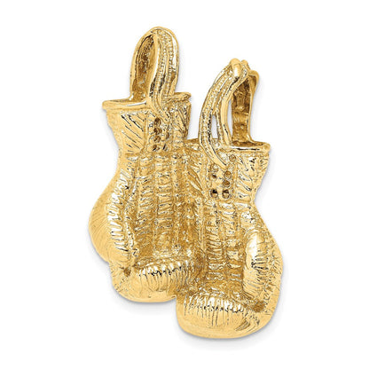 14K Gelbgold 3-d Strukturiert Doppelt Boxing Gloves Anhänger