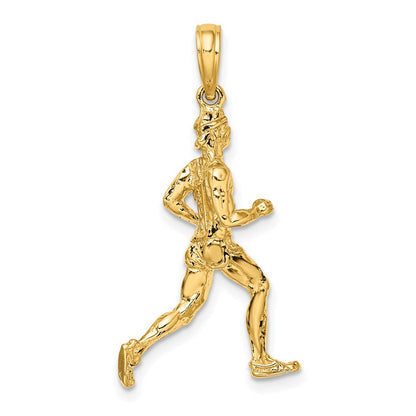 14K Gelbgold 3-D polierter Läufer-Charm