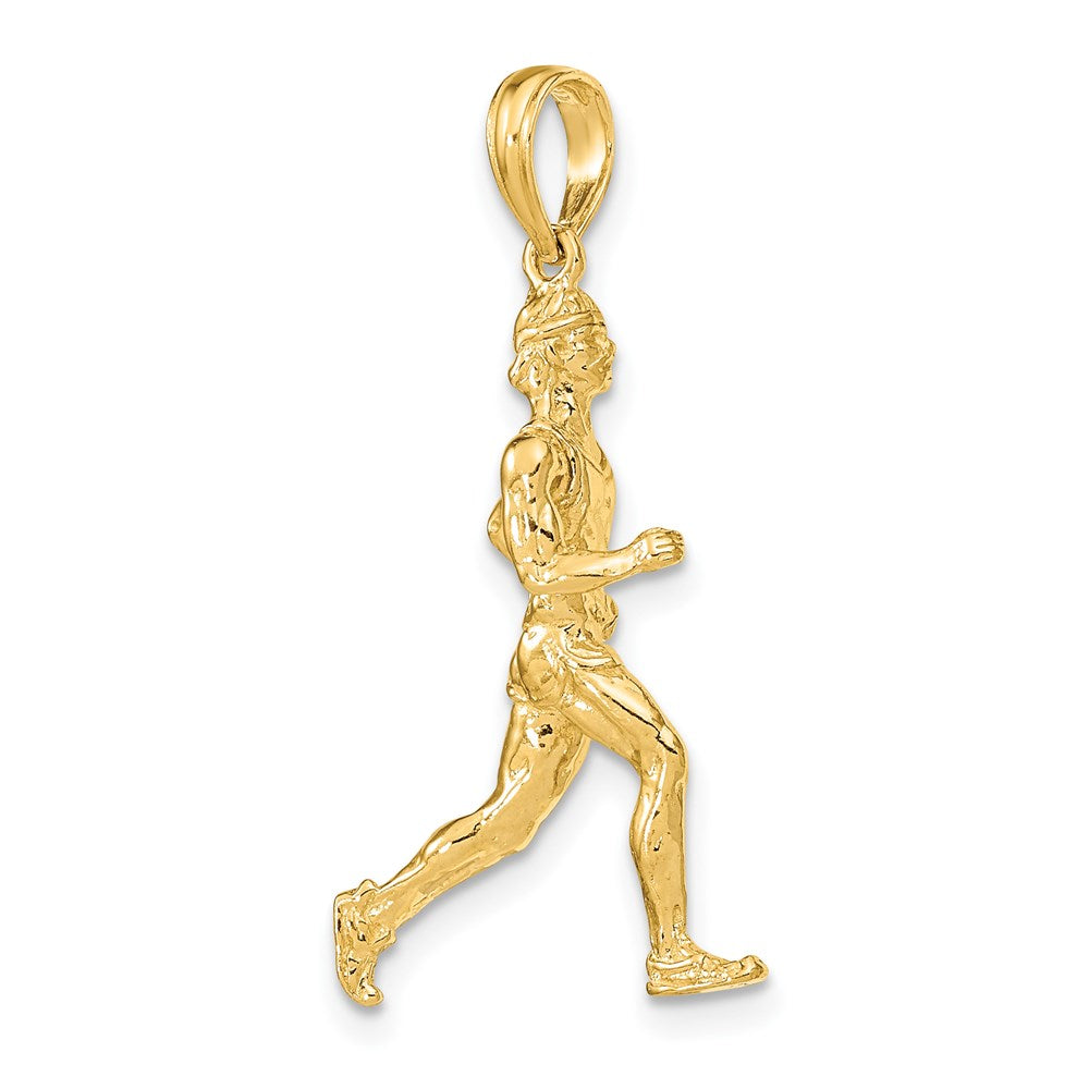 14K Gelbgold 3-D polierter Läufer-Charm