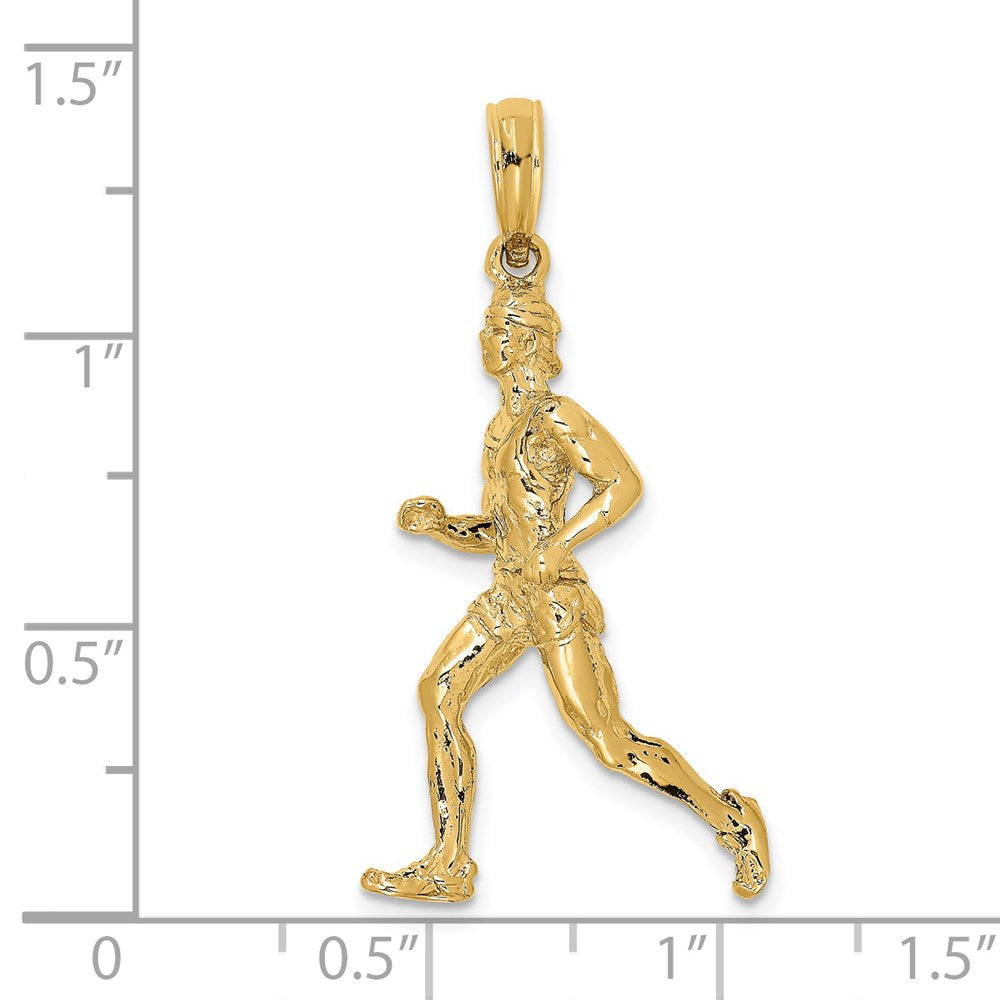 14K Gelbgold 3-D polierter Läufer-Charm