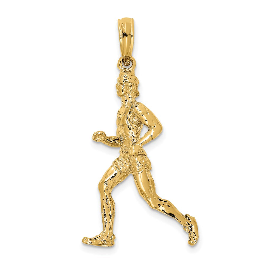 14K Gelbgold 3-D polierter Läufer-Charm