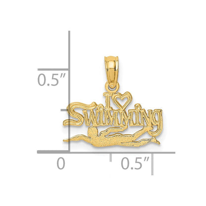 14K Gelbgold Poliert I Herz Swimming Charm