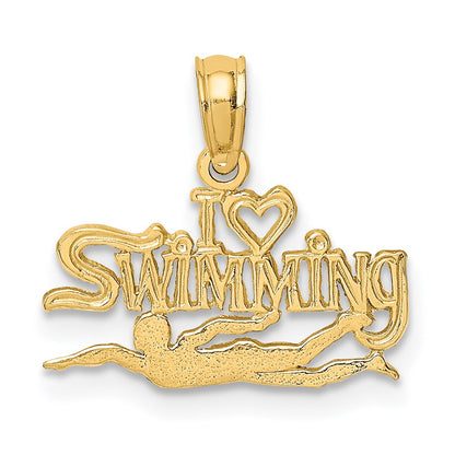 14K Gelbgold Poliert I Herz Swimming Charm