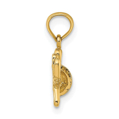14K Gelbgold 2-d Strukturiert und Graviert Golf Bag Charm