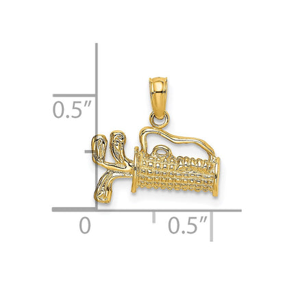14K Gelbgold 2-d Strukturiert und Graviert Golf Bag Charm