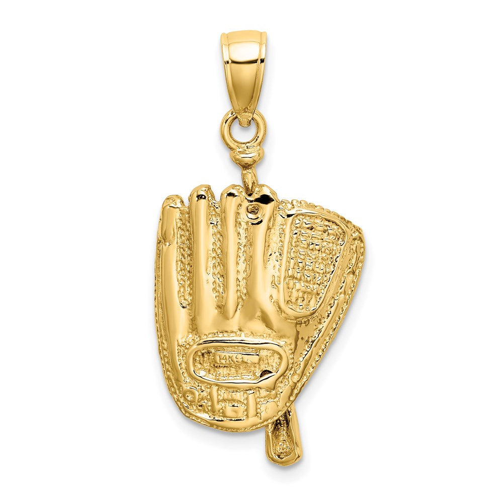 14 Karat Gelbgold 3-D-Charm „Baseballhandschuh, Schläger und Ball“