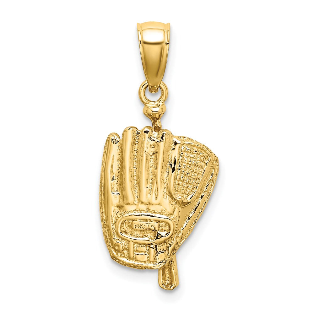 14K Gelbgold 3-D-Charm „Baseballhandschuh, Schläger und Ball“, poliert