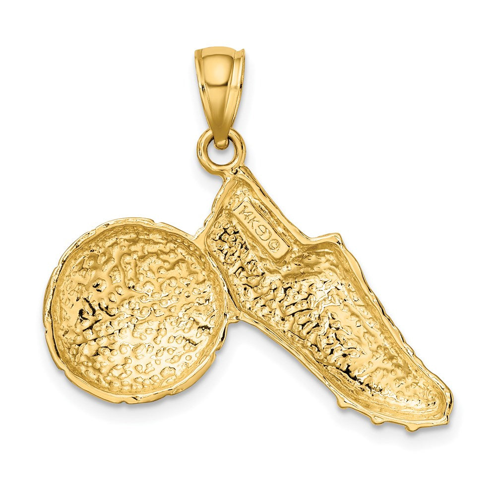 14K Gelbgold 2-D Polierter Fußball-und-Schuh-Charm