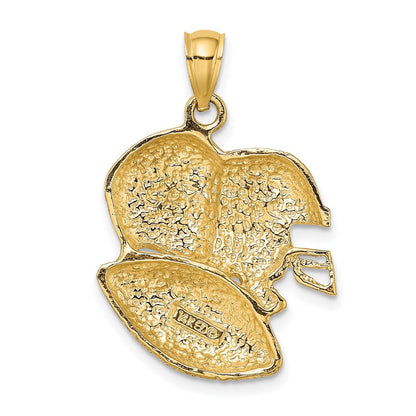 14K Gelbgold 2-D Doppel-Football-Helme und Ball Charm