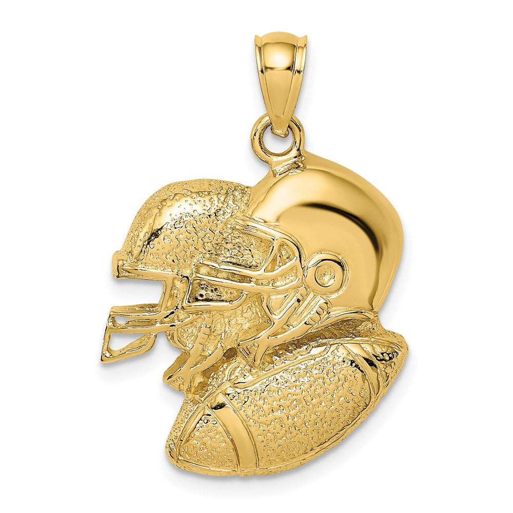 14K Gelbgold 2-D Doppel-Football-Helme und Ball Charm