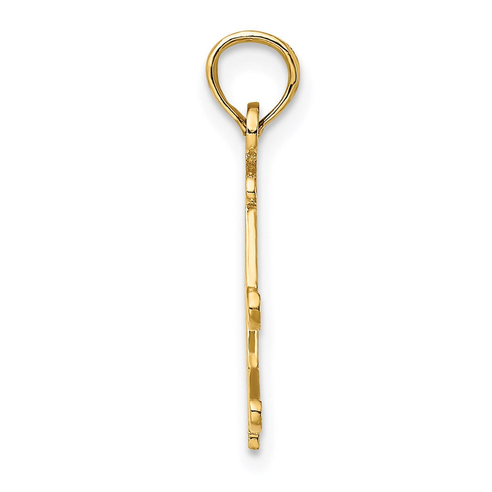 14K Gelbgold Poliert Snow Skis, Boot & Pole Charm