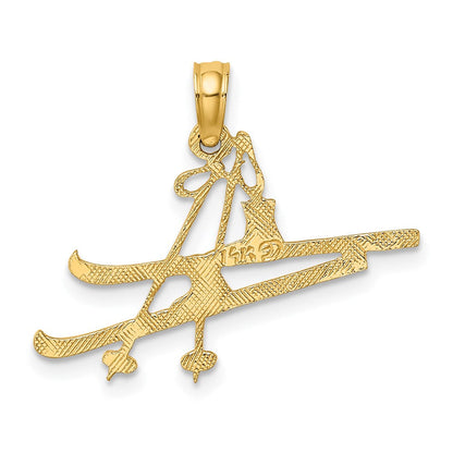 14K Gelbgold Poliert Snow Skis, Boot & Pole Charm