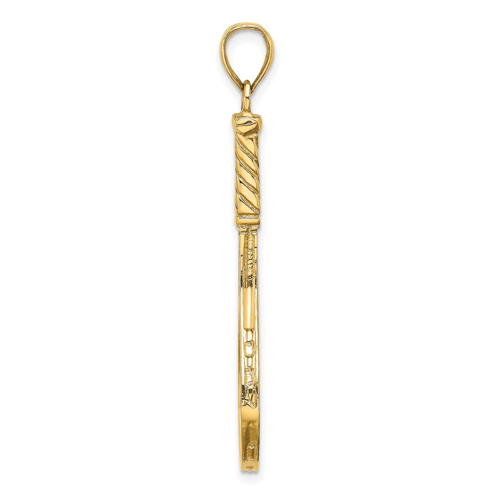 14K Gelbgold 3D-polierter Tennisschläger-Charm