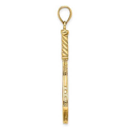 14K Gelbgold 3D-polierter Tennisschläger-Charm