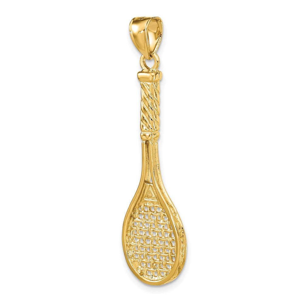 14K Gelbgold 3D-polierter Tennisschläger-Charm