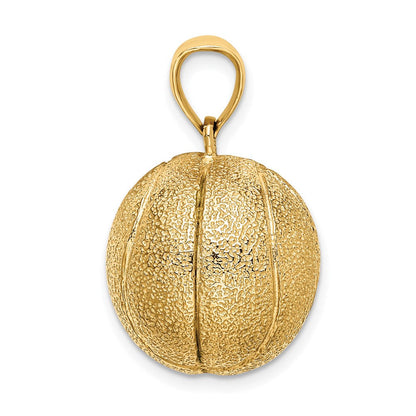 14K Gelbgold 3-D-texturierter Basketball-Charm