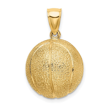 14K Gelbgold 3-D-texturierter Basketball-Charm