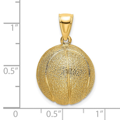 14K Gelbgold 3-D-texturierter Basketball-Charm