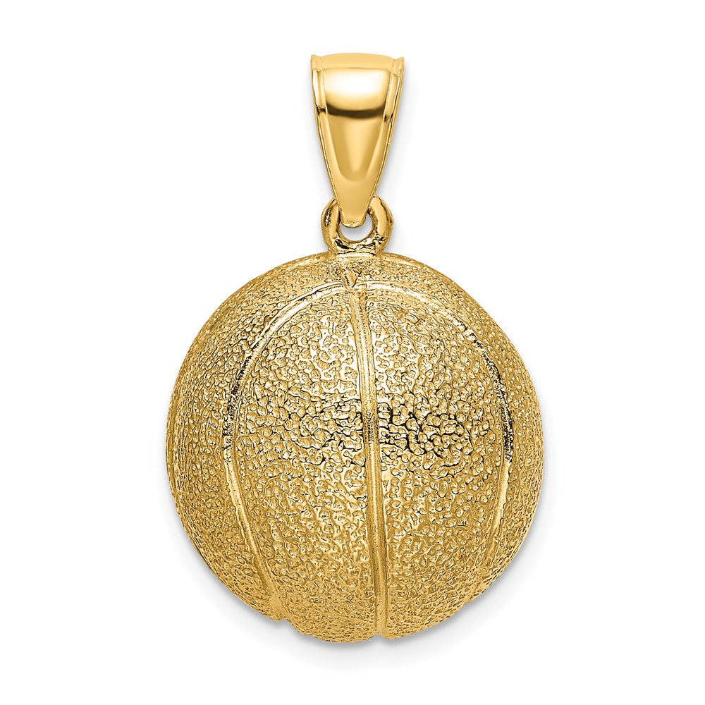 14K Gelbgold 3-D-texturierter Basketball-Charm