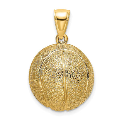 14K Gelbgold 3-D-texturierter Basketball-Charm
