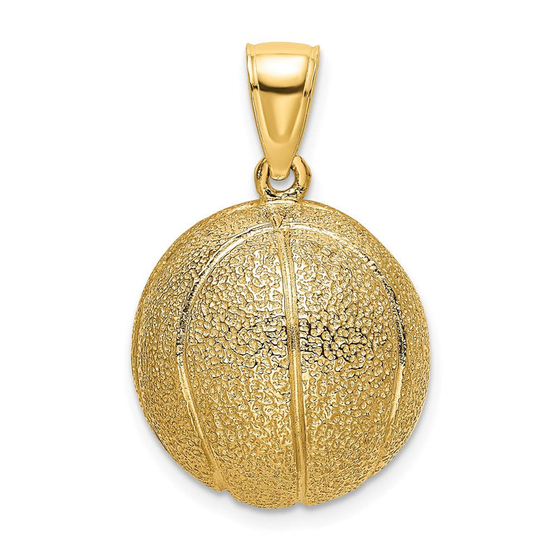 14K Gelbgold 3-D-texturierter Basketball-Charm