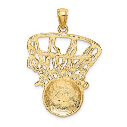 14K Gelbgold Basketball- und Netz-Charm mit Schwung-Design
