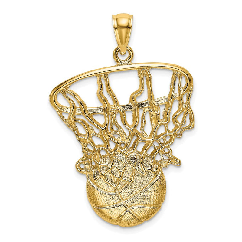 14K Gelbgold Basketball- und Netz-Charm mit Schwung-Design