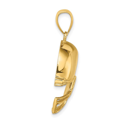 14K Gelbgold 2-D polierter Football-Helm-Charm