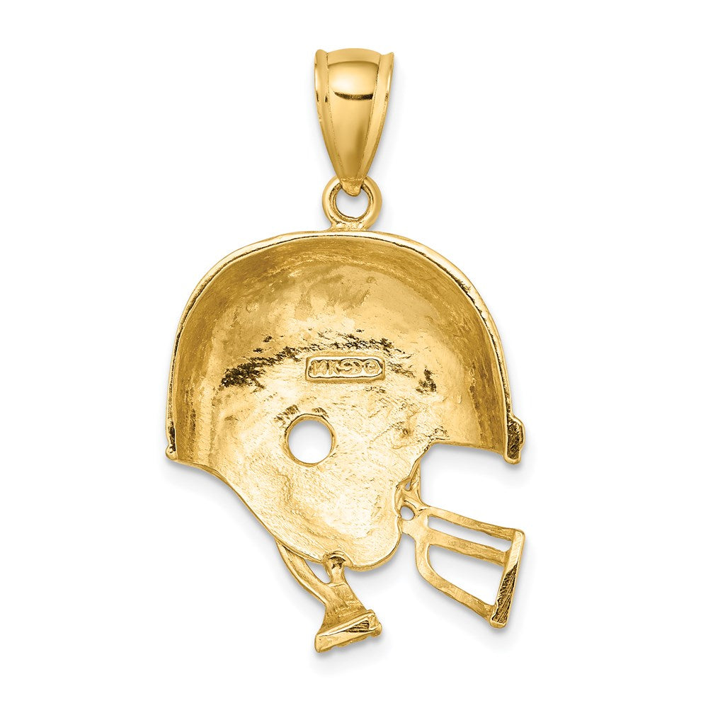 14K Gelbgold 2-D polierter Football-Helm-Charm