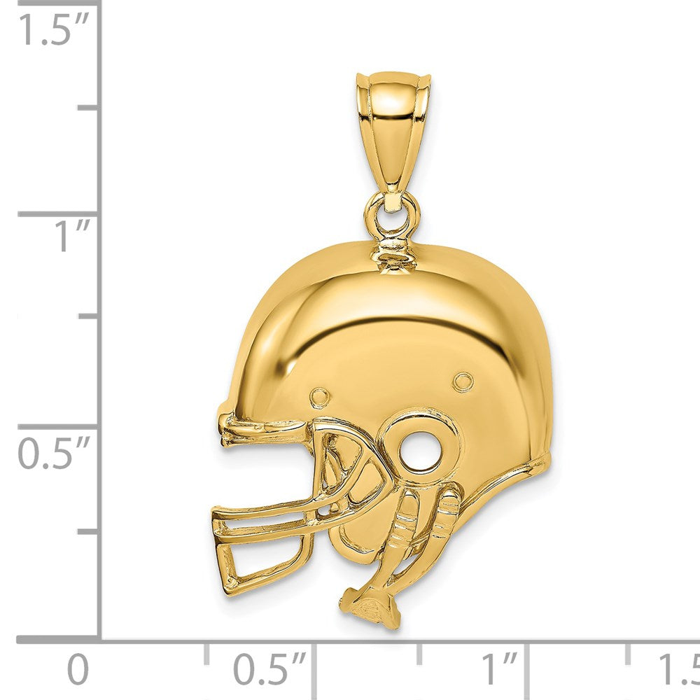14K Gelbgold 2-D polierter Football-Helm-Charm
