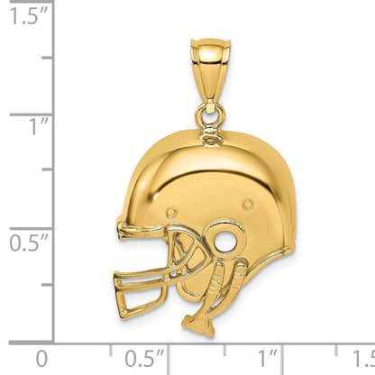 14K Gelbgold 2-D polierter Football-Helm-Charm