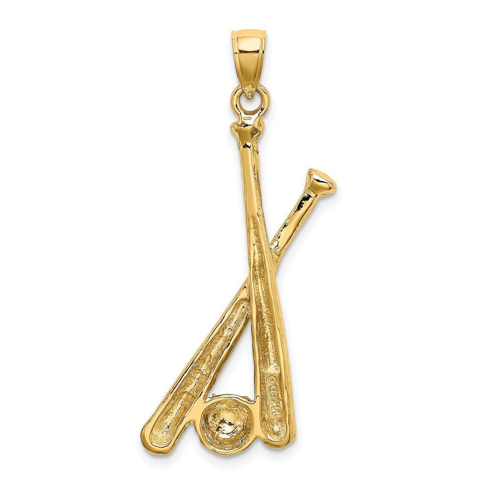 14K Gelbgold Baseball-Schläger und Ball Charm, 2-D