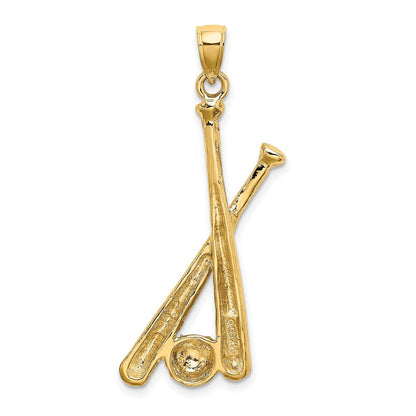 14K Gelbgold Baseball-Schläger und Ball Charm, 2-D