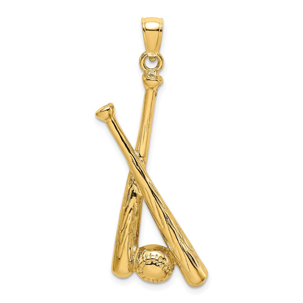 14K Gelbgold Baseball-Schläger und Ball Charm, 2-D