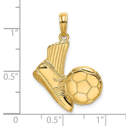 14K Gelbgold Charm "Fußballschuh kickt Ball" 2-D